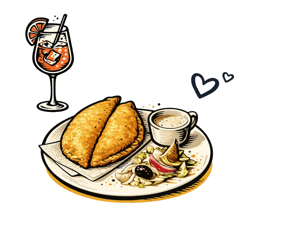 cocktail empanadas paris nation - restaurant la muchacha illustration